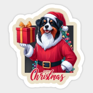 Christmas Black Tri Aussie Sticker